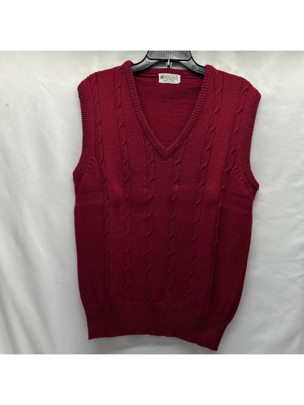 Vintage Red Acrylic Cable Knit Sleeveless Sweater Vest By Kmart Men's M Preppy